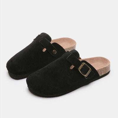 Suede Closed Toe Buckle Slide - All In The Bag 