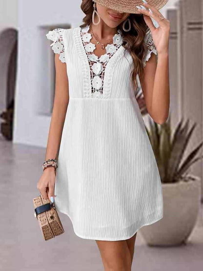 V-Neck Cap Sleeve Dress - All In The Bag 