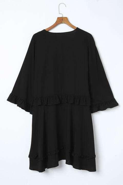 V-Neck Ruffled Mini Dress - All In The Bag 