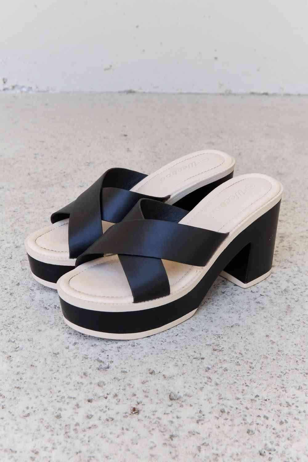 Weeboo Cherish The Moments Contrast Platform Sandals in Black - All In The Bag 